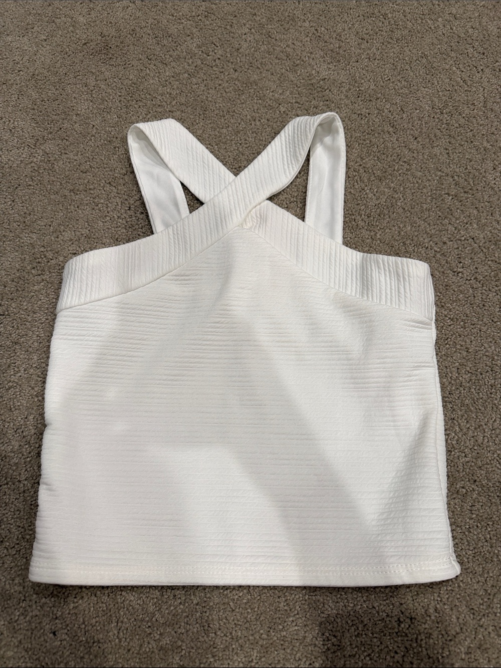 Sally Miller White Ribbed Crossback Crop Top